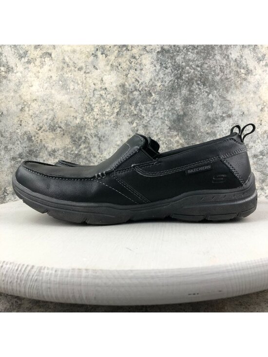 Skechers Men\'s Size 9.5 Harper Forde Black Leather Relaxed Slip On Loafers 56298 main image 5